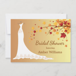 Convite Folhas de outono em queda, Chá de panela de vestid