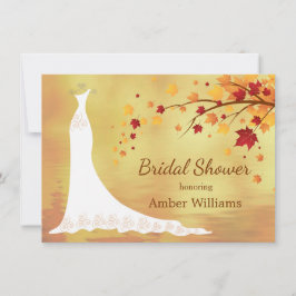 Convite Folhas de outono em queda, Chá de panela de vestid