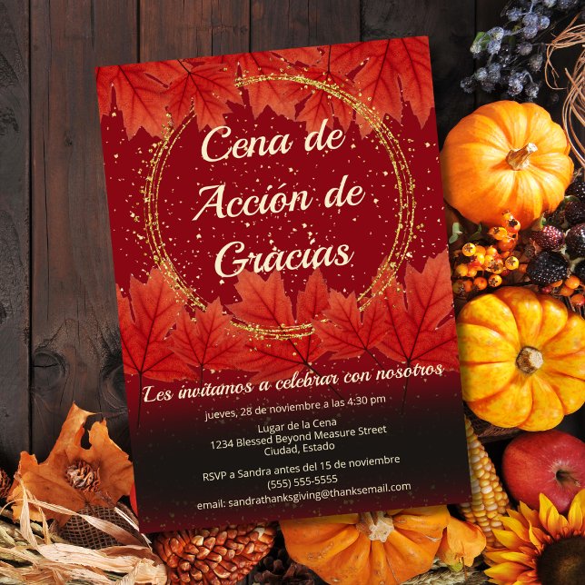 Convite Folhas de outono espanholas brilham no jantar de A (Criador carregado)
