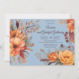 Convite Folhas de Outono Floral Ação de Graças Friendsgivi
