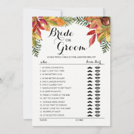 Convite Folhas de outono noivado jogo da noiva ou noivo ed