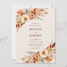 Folhas de Outono Outono Botânico Casamento Aquarel