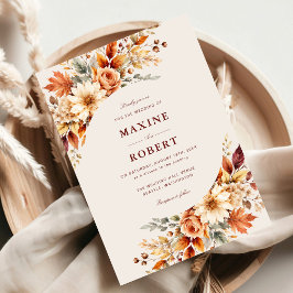 Convite Folhas de Outono Outono Botânico Casamento Aquarel