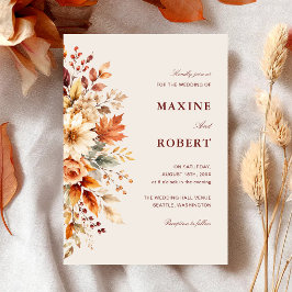 Convite Folhas de Outono Outono Botânico Casamento Aquarel