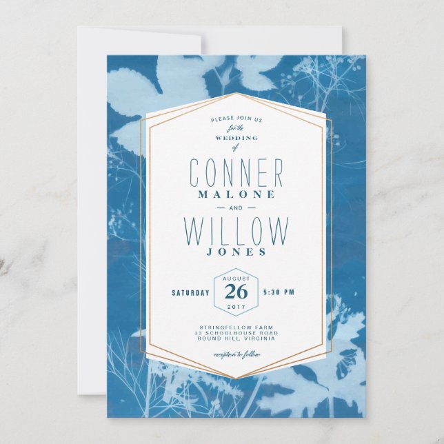 Convite Folhas de outono Russo Azul, Queda (Frente)