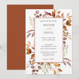 Convite Folhas de Outono Rústico País Boho Casamento