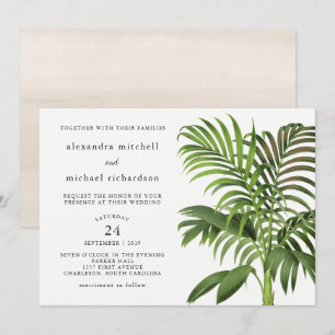 Convite Folhas de Palma de Vintage Elegante   Casamento