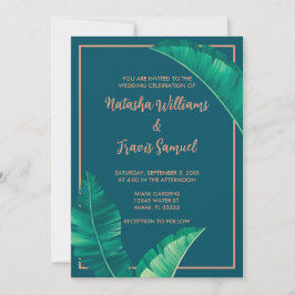 Convite Folhas de Palma Elegantes Tropicais