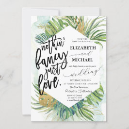Convite Folhas de Palma Tropical Chic Casamento de Verão