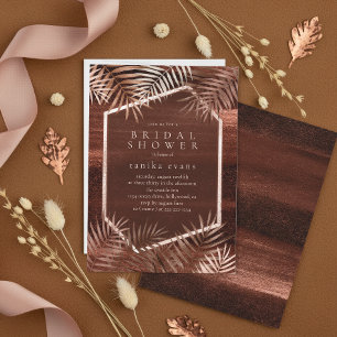 Convite Folhas de Palmeira Copper Sunset Dk Bridal Shower