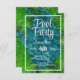 Convite Folhas de palmeira de festa na piscina legal
