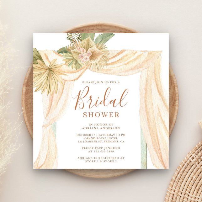 Convite Folhas de Palmeira Secas Terrosas Arco Boho Chá de (Criador carregado)