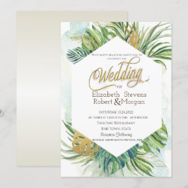 Convite Folhas de Palmeira Tropicais Casamento de Verão