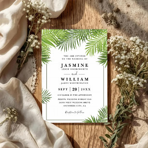 Convite Folhas de Palmeira Tropical Elegante Chique Código