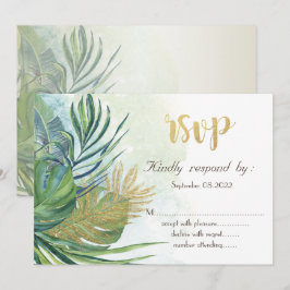 Convite Folhas de Palmeira Tropical Gold Verão RSVP