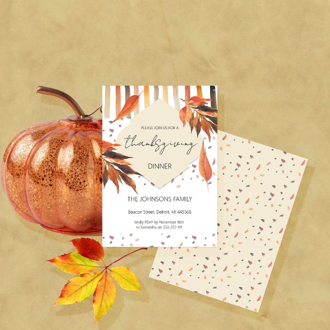 Convite Folhas de Pastel de Outono do Dia de Ação de Graça (Criador carregado)