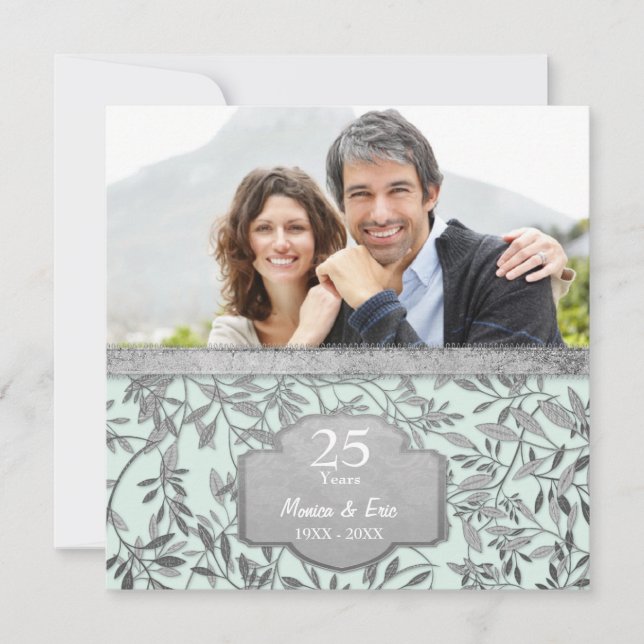 Convite Folhas de Prata Aniversário de 25 anos de Casament (Frente)