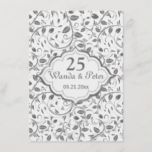 Convite Folhas de prata Aniversário de 25 anos de Casament