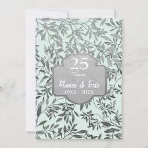 Convite Folhas de Prata Aniversário de 25 Anos de Casament