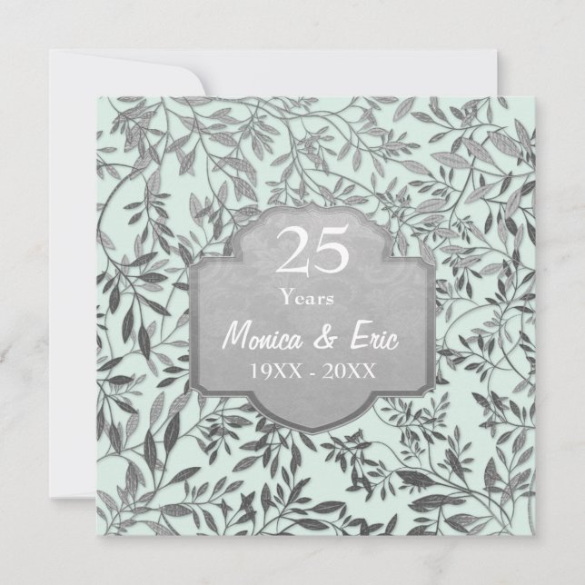 Convite Folhas de Prata Aniversário de 25 anos de Casament (Frente)