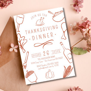 Convite Folhas de Pumpkin, Janto de Ação de Graças da Rúss