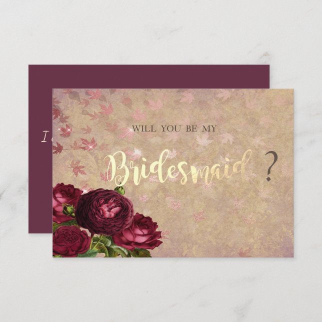 Convite Folhas de queda de Rosas vermelhas Elegantes (Frente/Verso)