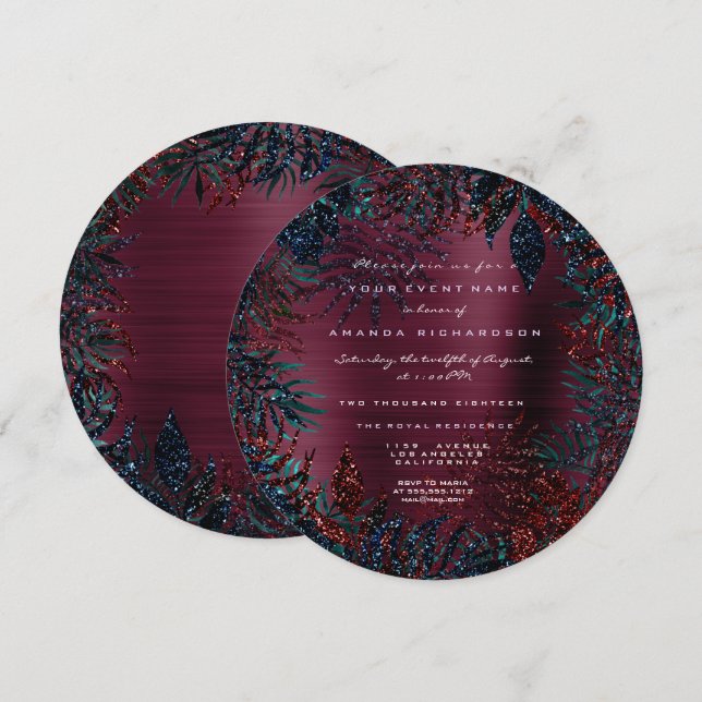 Convite Folhas de Samambaia Floral Tropical emolduradas em (Frente/Verso)