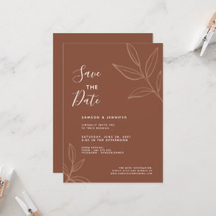 Convite Folhas de Terracota Salvam o Dia do Casamento Virt