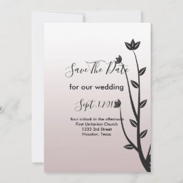 Convite Folhas do Elegante Simples salvam a data