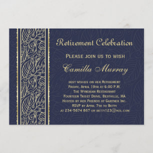 Convite Folhas do ouro na aposentadoria azul da meia-noite