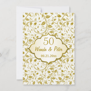 Convite Folhas douradas 50º Aniversário de Casamento