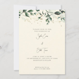 Convite Folhas e Videiras Modernas Casamento Amarelo Claro