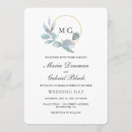 Convite Folhas elegantes. Casamento botânico