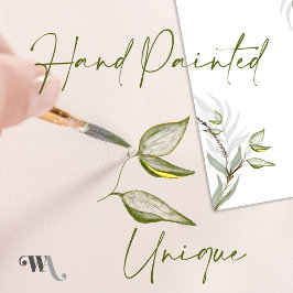 Convite Folhas em Aquarela Verde Sálvia e Dourado