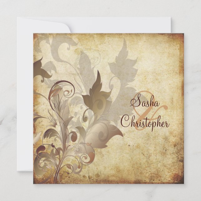 Convite Folhas/espirais/vintagens (Frente)