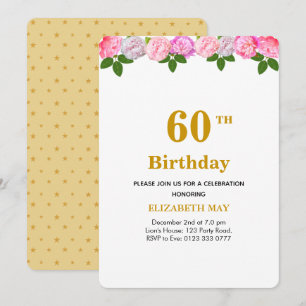 Convite Folhas Florais e de Louro 40º, 60º Aniversário