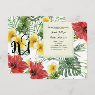 Convite Folhas & Flores Botânicas Tropicais Floral Aloha