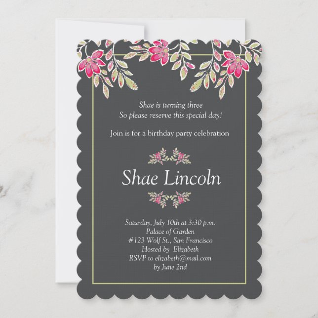 Convite folhas pintadas (Frente)