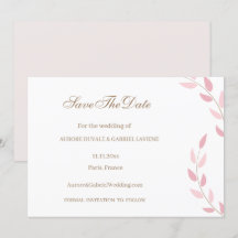 Folhas Rosa Bege Outono Salvar Data Casamento