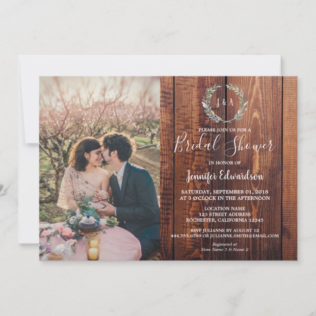 Convite Folhas russas no Chá de panela de fotografia do mo (Frente)