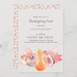 Convite Folhas Rústicas E Banquete De Ação De Graças De Pu