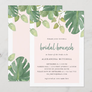 Convite Folhas tropicais   Brunch Blush e Bridal Verde