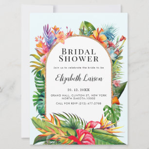 Convite Folhas Tropicais Casamento Floral na Praia
