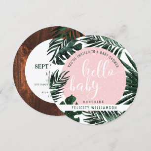 Convite Folhas tropicais da palmeira & chá de fraldas de