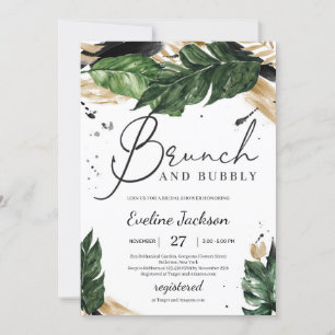 Convite Folhas tropicais de ouro, brunch e bubby
