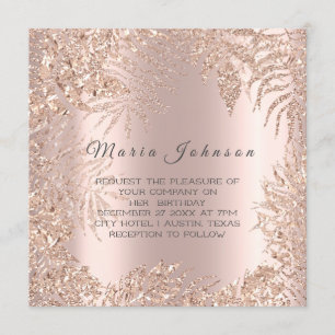 Convite Folhas tropicais de relâmpagos Rosa Dourado