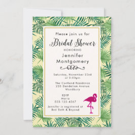 Convite Folhas tropicais e Chá de panela Flamingo rosa