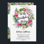 Convite Folhas tropicais | Festa de aniversário de 30 anos<br><div class="desc">Linda cor d'água,  cor rosa-d'água,  design de festa de aniversário de hibisco floral,  com verde-tropical e um arco cor-de-rosa de múltiplos lados. O tema prossegue atrás com um pântano floral e verde tropical de cima e de baixo.</div>