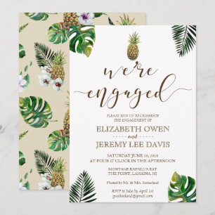 Convite Folhas Tropicais Noivado de abacaxi Luau