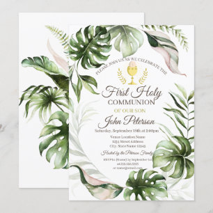 Convite Folhas Tropicais Primeira Comunhão
